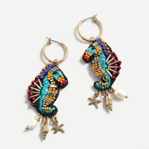 New J. Crew Beaded seahorse statement earrings